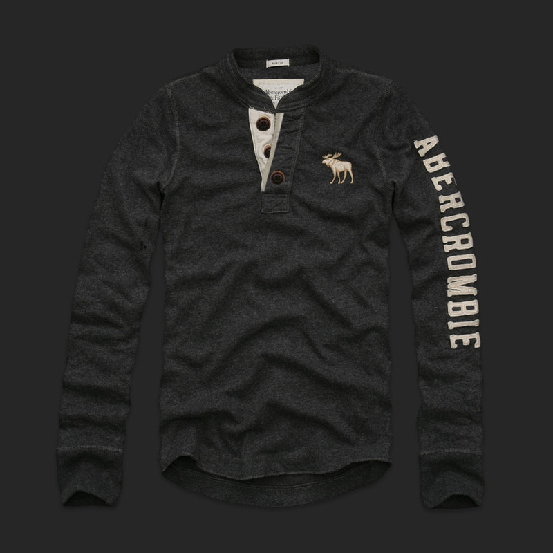Abercrombie Fitch Hombres Ponte de pie de cuello Largo Remera AF6178